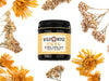 Renewal Healing Salve in a 1oz amber glass jar with metal lid. Dried yarrow and calendula surround.