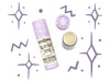 Wild Rose Biodegradable Glitter Stix makeup balm in Stardust on a white background with decorative elements.