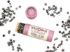 Elderberry Natural Lip Balm in a biodegradable paper tube with elderberries scattered around. The cap is off revealing a creamy, light pink balm.