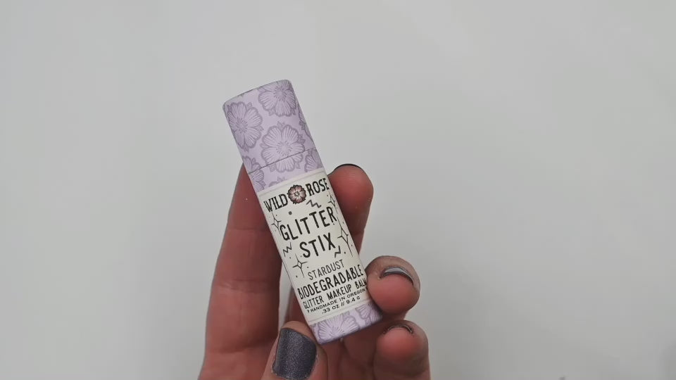 Biodegradable Glitter Stix in Stardust makeup balm application
